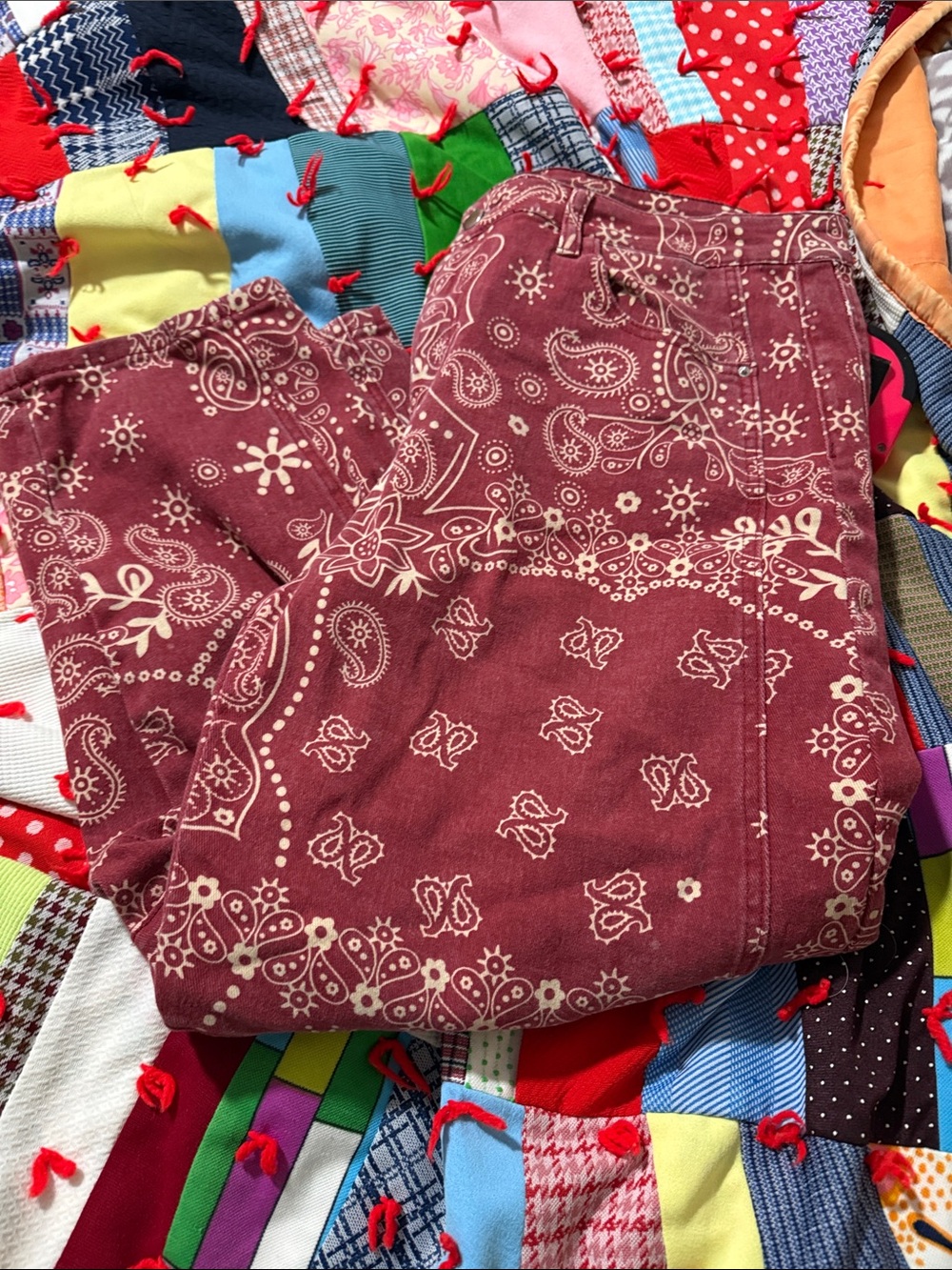 Bandana Print Maroon Pants